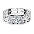 Moissanit Doppelring, 925 Silber platiniert ca. 1.38 ct