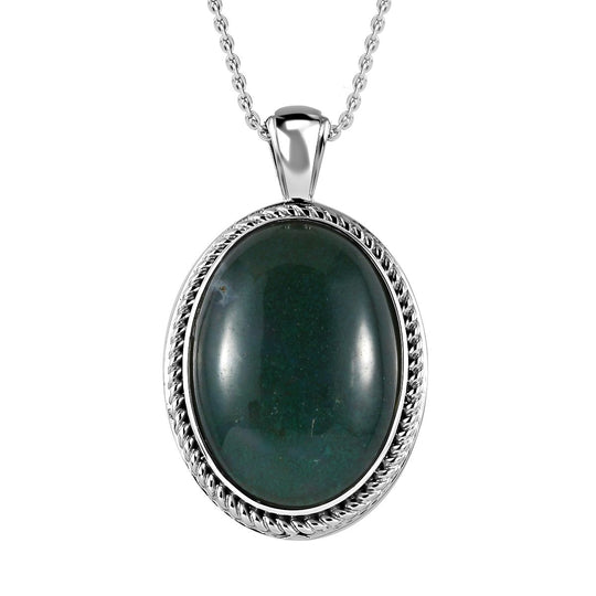Grüner Onyx Anhänger mit Kette, Edelstahl, ca. 22.67 ct