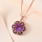 GP Trionfo Kollektion -  AA Rose De France Amethyst, Afrikanischer Amethyst Anhänger mit Kette, 925 Silber Roségold Vermeil, ca. 9.37 ct
