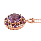 GP Trionfo Kollektion -  AA Rose De France Amethyst, Afrikanischer Amethyst Anhänger mit Kette, 925 Silber Roségold Vermeil, ca. 9.37 ct