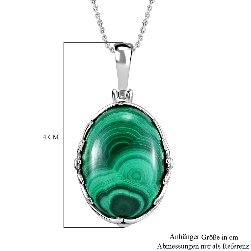Malachit Anhänger mit Kette, Edelstahl ca. 28.20 ct