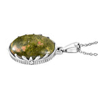 Unakite Anhänger mit Kette, Edelstahl, ca. 25.55 ct