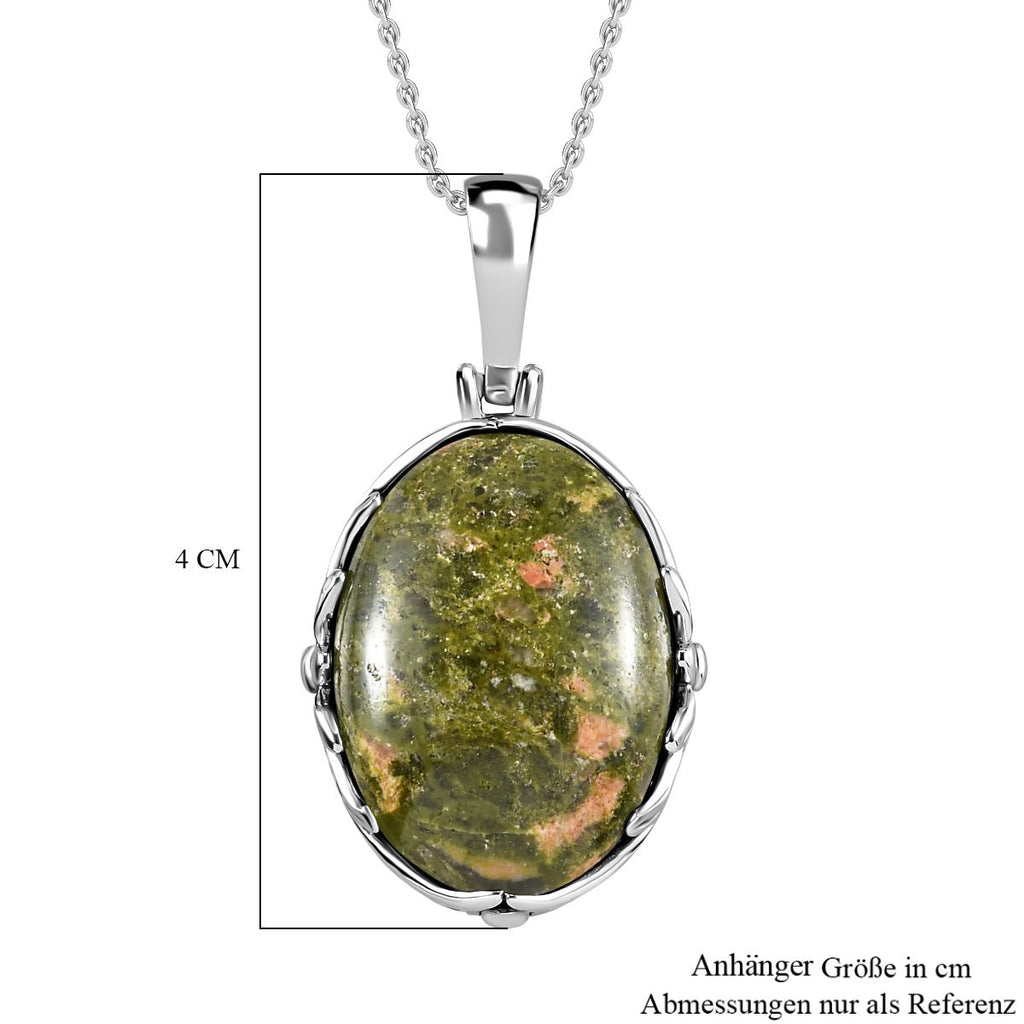 Unakite Anhänger mit Kette, Edelstahl, ca. 25.55 ct