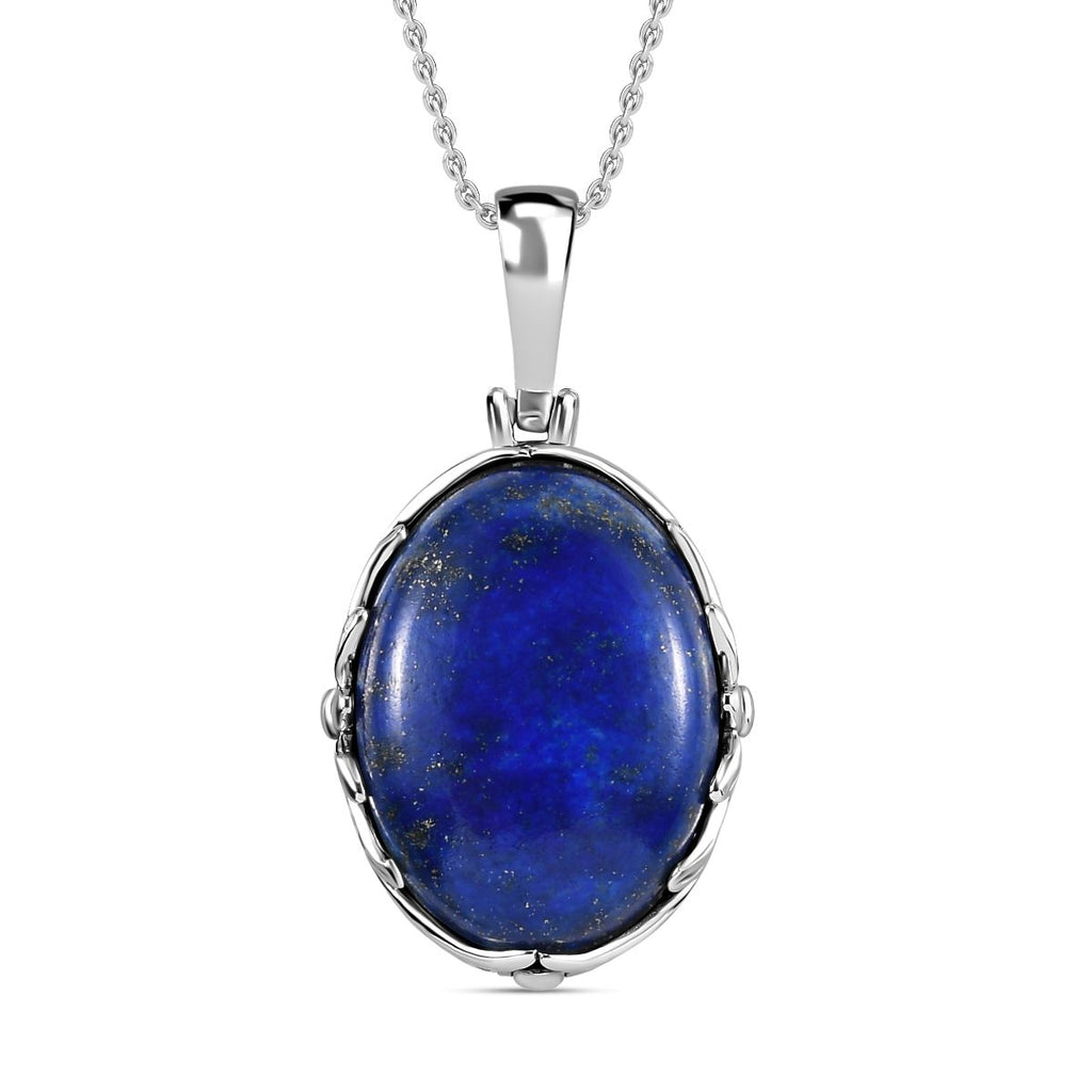Lapislazuli Anhänger mit Kette, Edelstahl ca. 22.84 ct