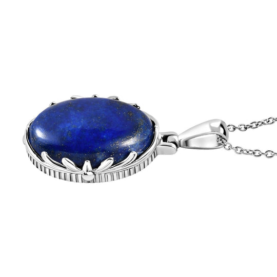 Lapislazuli Anhänger mit Kette, Edelstahl ca. 22.84 ct