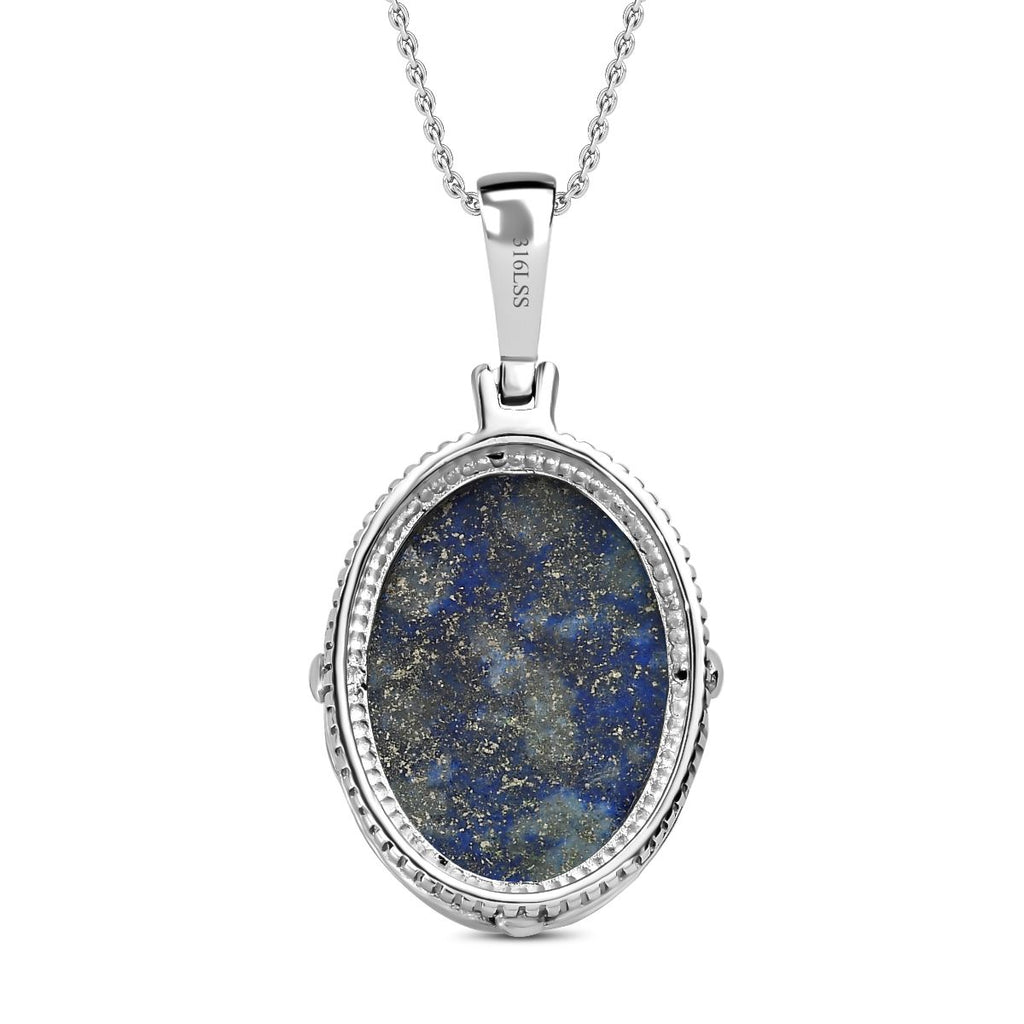 Lapislazuli Anhänger mit Kette, Edelstahl ca. 22.84 ct