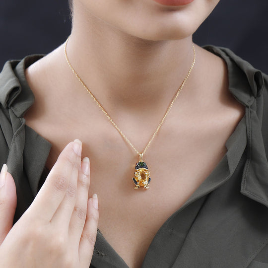 GP Trionfo Kollektion - Citrin, Afrikanischer Rubin (Fissure gefüllt) Anhänger mit Kette, 925 Silber Gelbgold Vermeil ca. 6.42 ct
