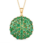 Kagem sambischer Smaragd-Anhänger mit Kette, ca. 50 cm, 925 Silber vergoldet ca. 6.20 ct