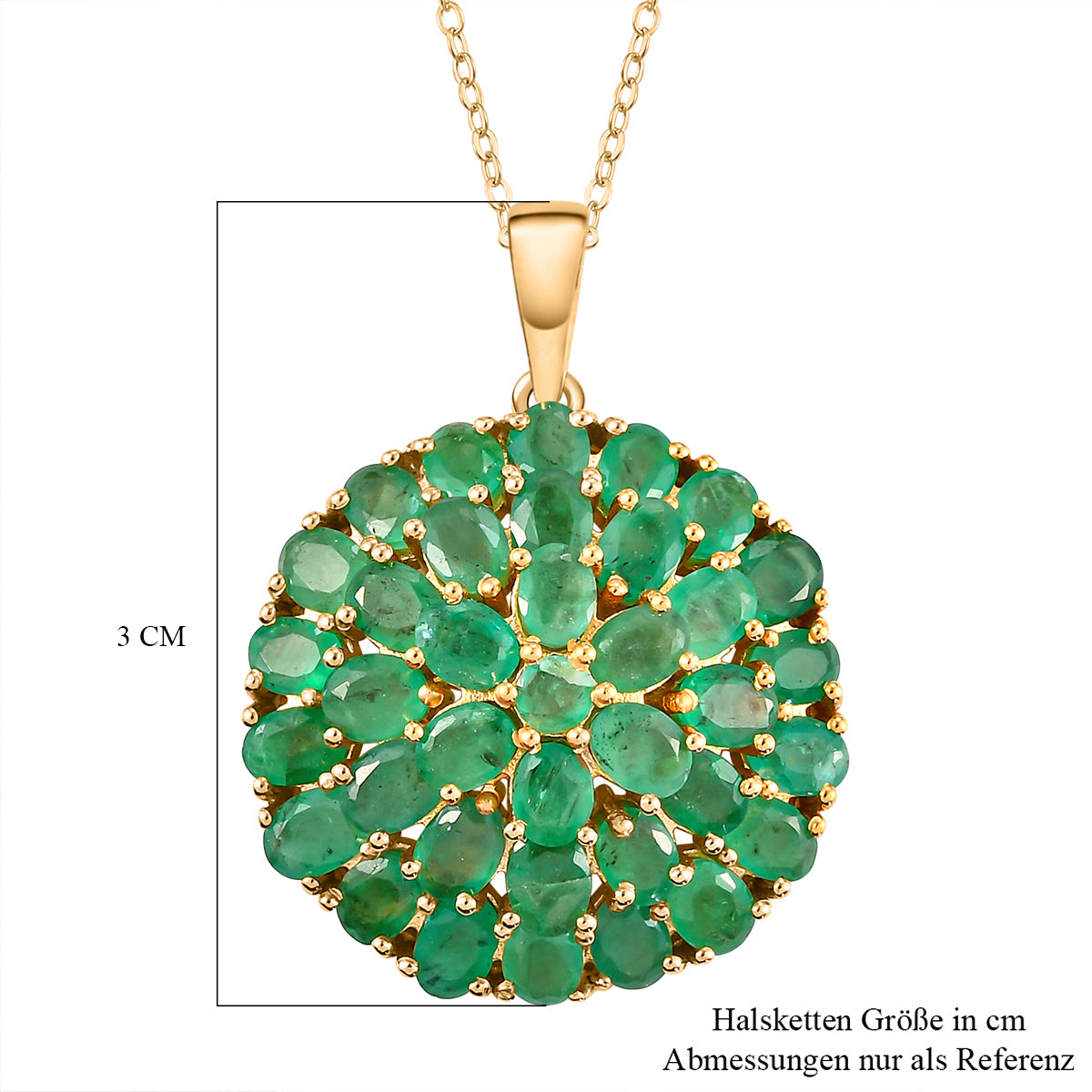 Kagem sambischer Smaragd-Anhänger mit Kette, ca. 50 cm, 925 Silber vergoldet ca. 6.20 ct