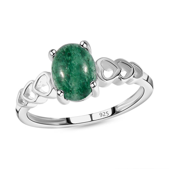 Grüner Aventurin Ring und Anhänger, 925 Silber ca. 3,13 ct