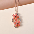 Oregon Pfirsich Opal und Rhodolith Granat-Anhänger mit Kette, 925 Silber rosévergoldet ca. 2,04 ct