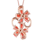 Oregon Pfirsich Opal und Rhodolith Granat-Anhänger mit Kette, 925 Silber rosévergoldet ca. 2,04 ct
