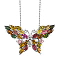 Natürlicher mehrfarbiger Turmalin Anhänger mit Kette, 925 Silber platiniert ca. 3.88 ct