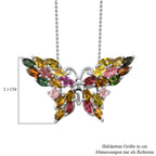 Natürlicher mehrfarbiger Turmalin Anhänger mit Kette, 925 Silber platiniert ca. 3.88 ct
