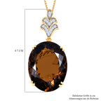 Rauchquarz und weißer Zirkon Anhänger mit Kette, 925 Silber vergoldet ca. 41.29 ct