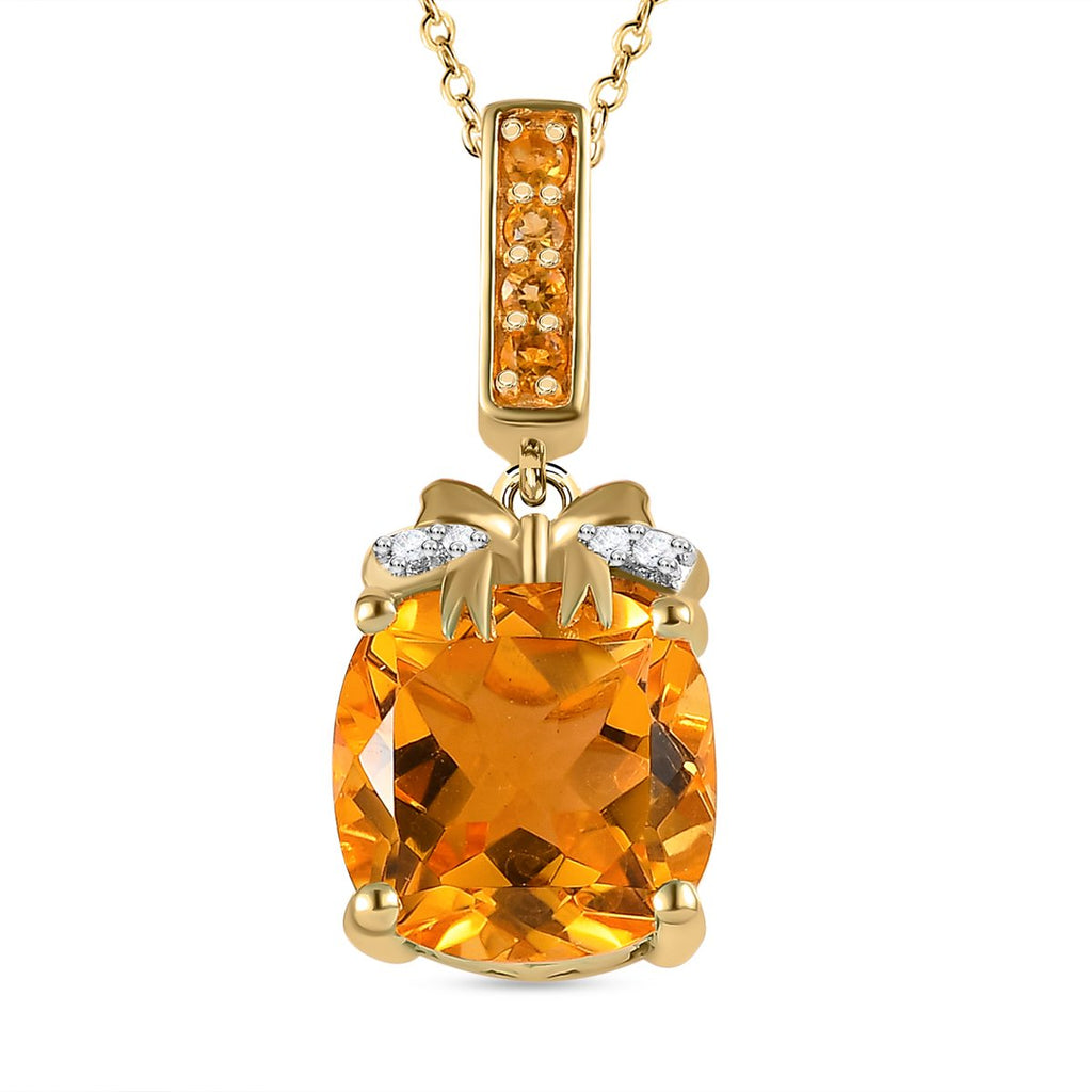 GP Ribbon Kollektion - Citrin Anhänger mit Kette, 925 Silber Gelbgold Vermeil ca. 4.43 ct