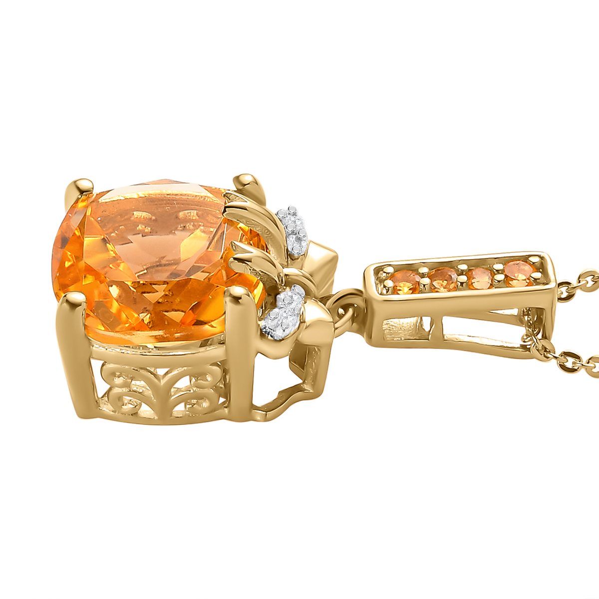 GP Ribbon Kollektion - Citrin Anhänger mit Kette, 925 Silber Gelbgold Vermeil ca. 4.43 ct