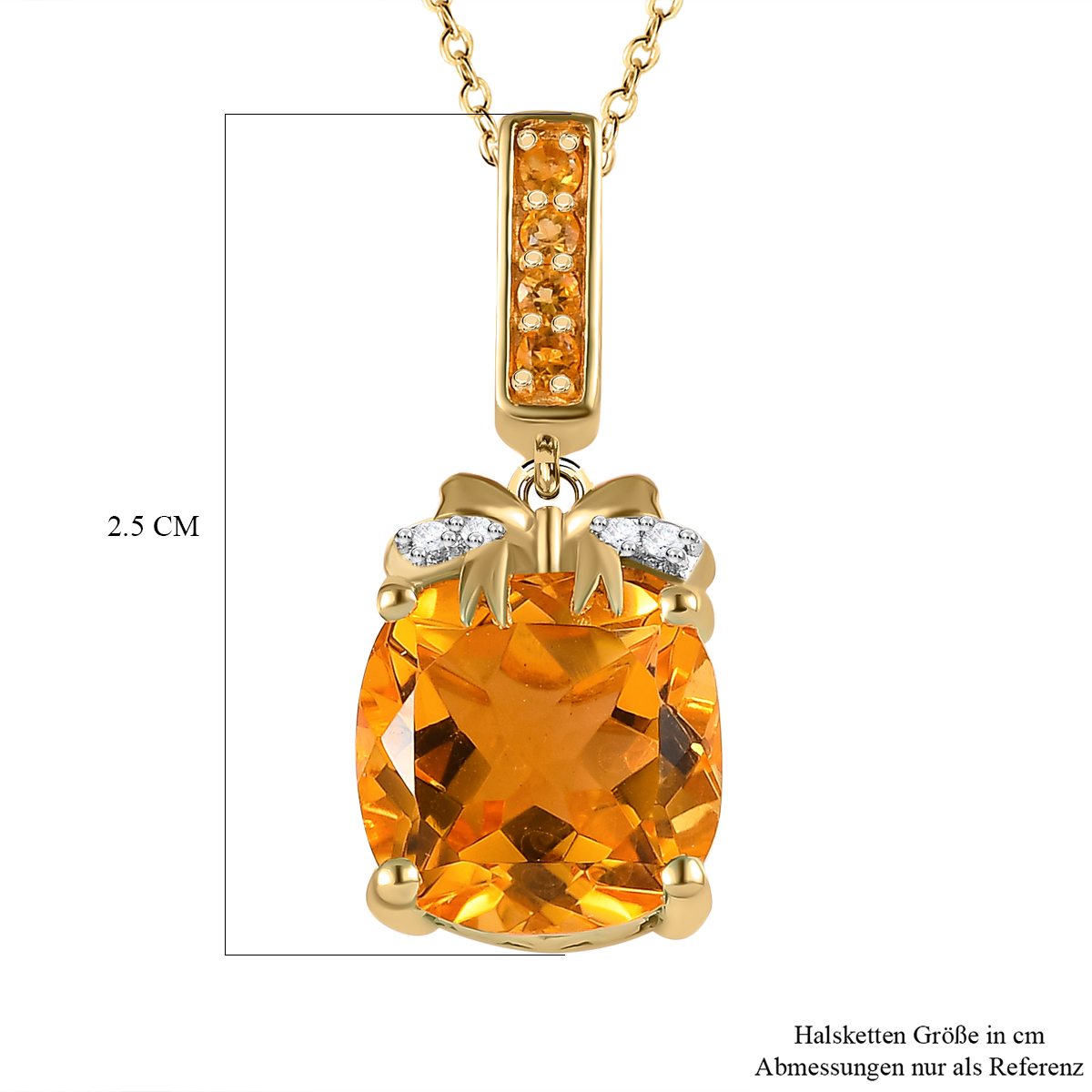 GP Ribbon Kollektion - Citrin Anhänger mit Kette, 925 Silber Gelbgold Vermeil ca. 4.43 ct