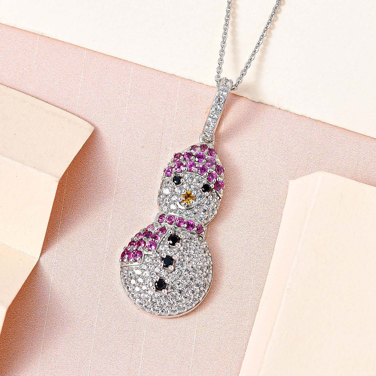GP Kollektion - Schwarzer Spinell-Anhänger mit Kette 925 Silber platiniert ca. 2,33 ct