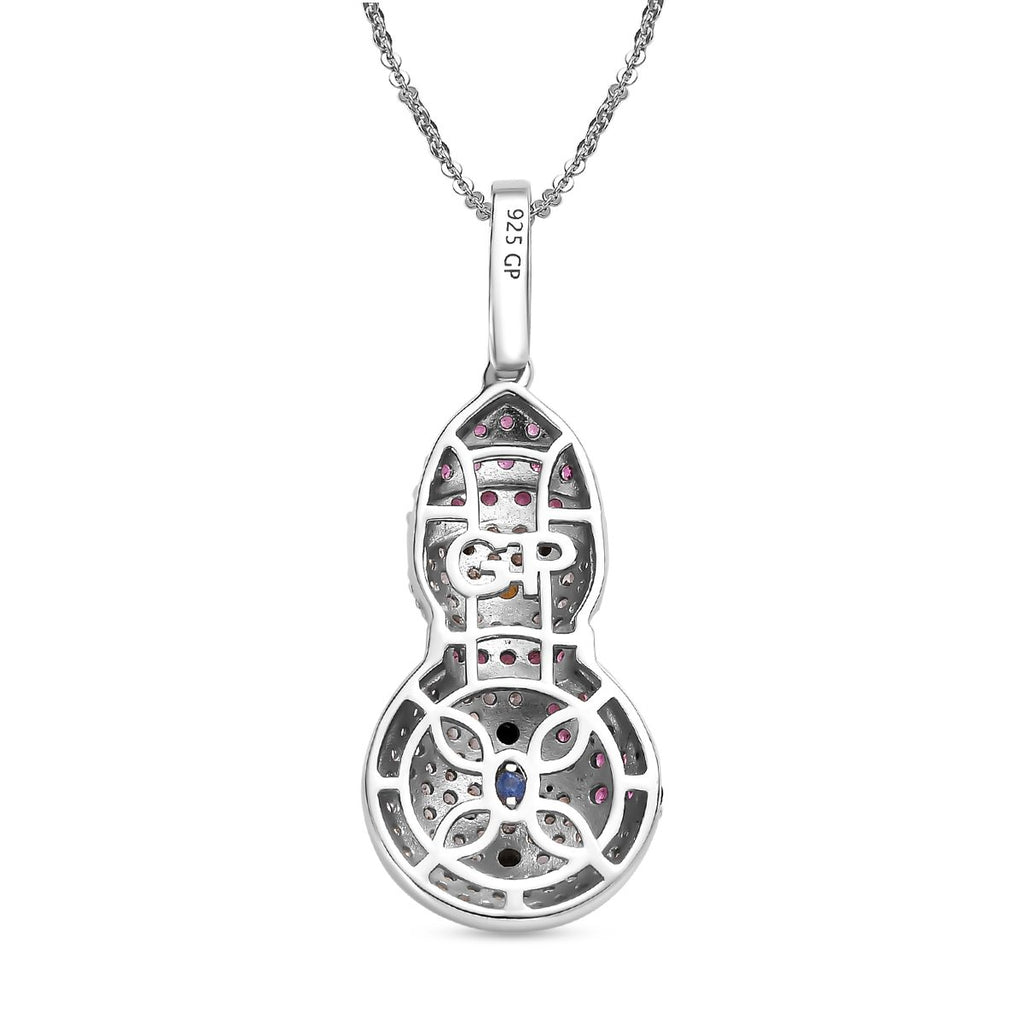 GP Kollektion - Schwarzer Spinell-Anhänger mit Kette 925 Silber platiniert ca. 2,33 ct