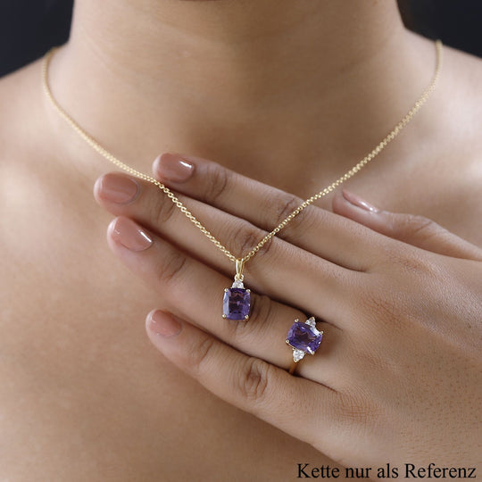 Afrikanischer Amethyst Schmuckset 925 Silber Gelbgold Vermeil ca. 6,30 ct.