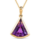 Afrikanischer Amethyst Anhänger mit Kette, 925 Silber Gelbgold Vermeil ca. 5.45 ct