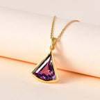 Afrikanischer Amethyst Anhänger mit Kette, 925 Silber Gelbgold Vermeil ca. 5.45 ct