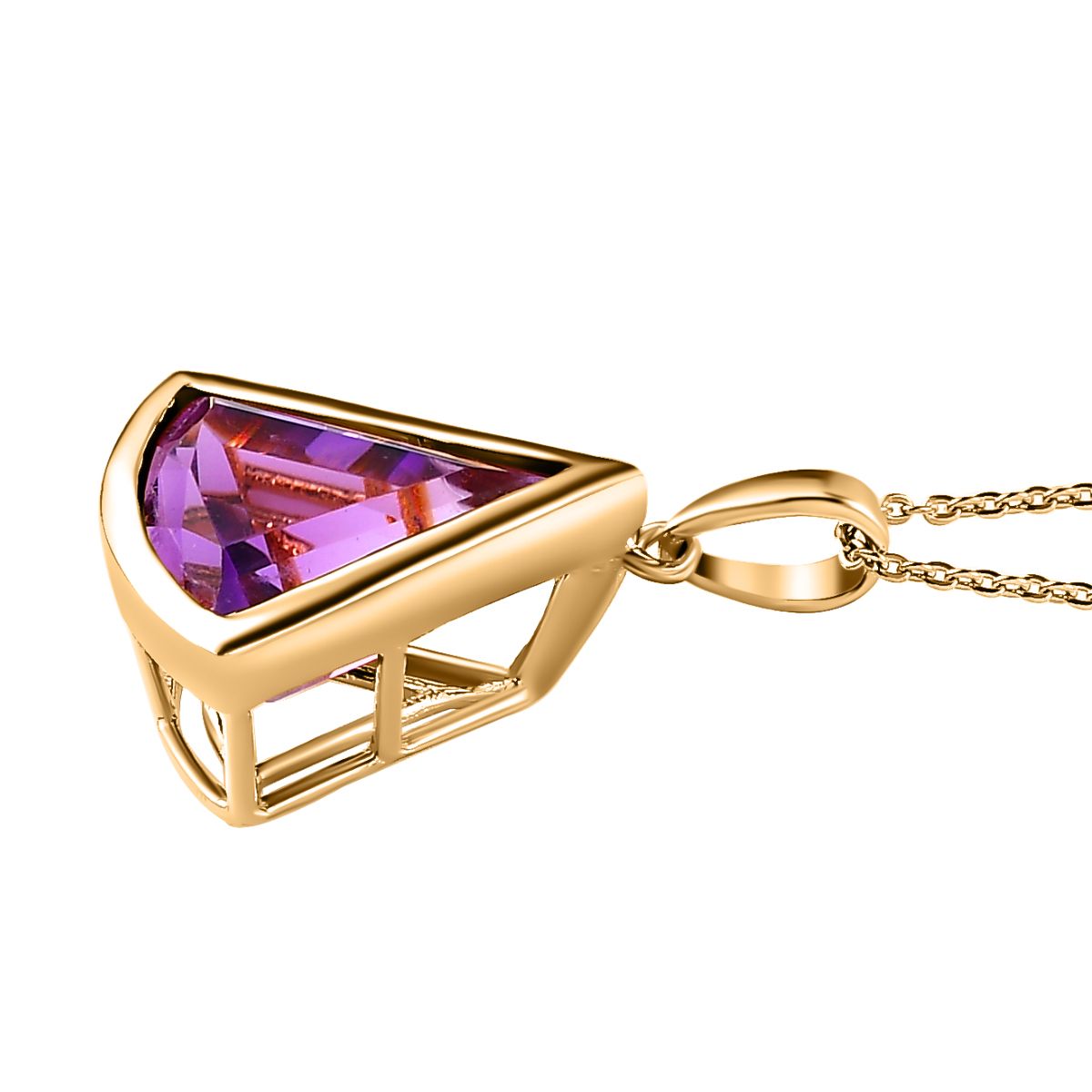 Afrikanischer Amethyst Anhänger mit Kette, 925 Silber Gelbgold Vermeil ca. 5.45 ct