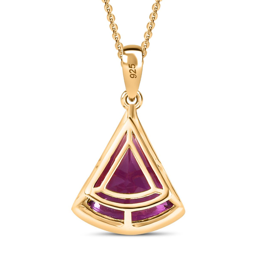 Afrikanischer Amethyst Anhänger mit Kette, 925 Silber Gelbgold Vermeil ca. 5.45 ct