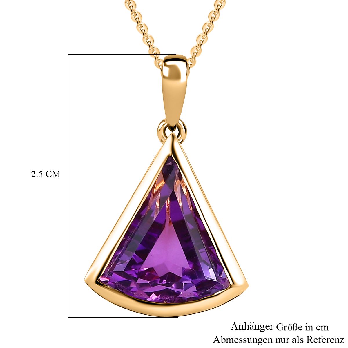 Afrikanischer Amethyst Anhänger mit Kette, 925 Silber Gelbgold Vermeil ca. 5.45 ct