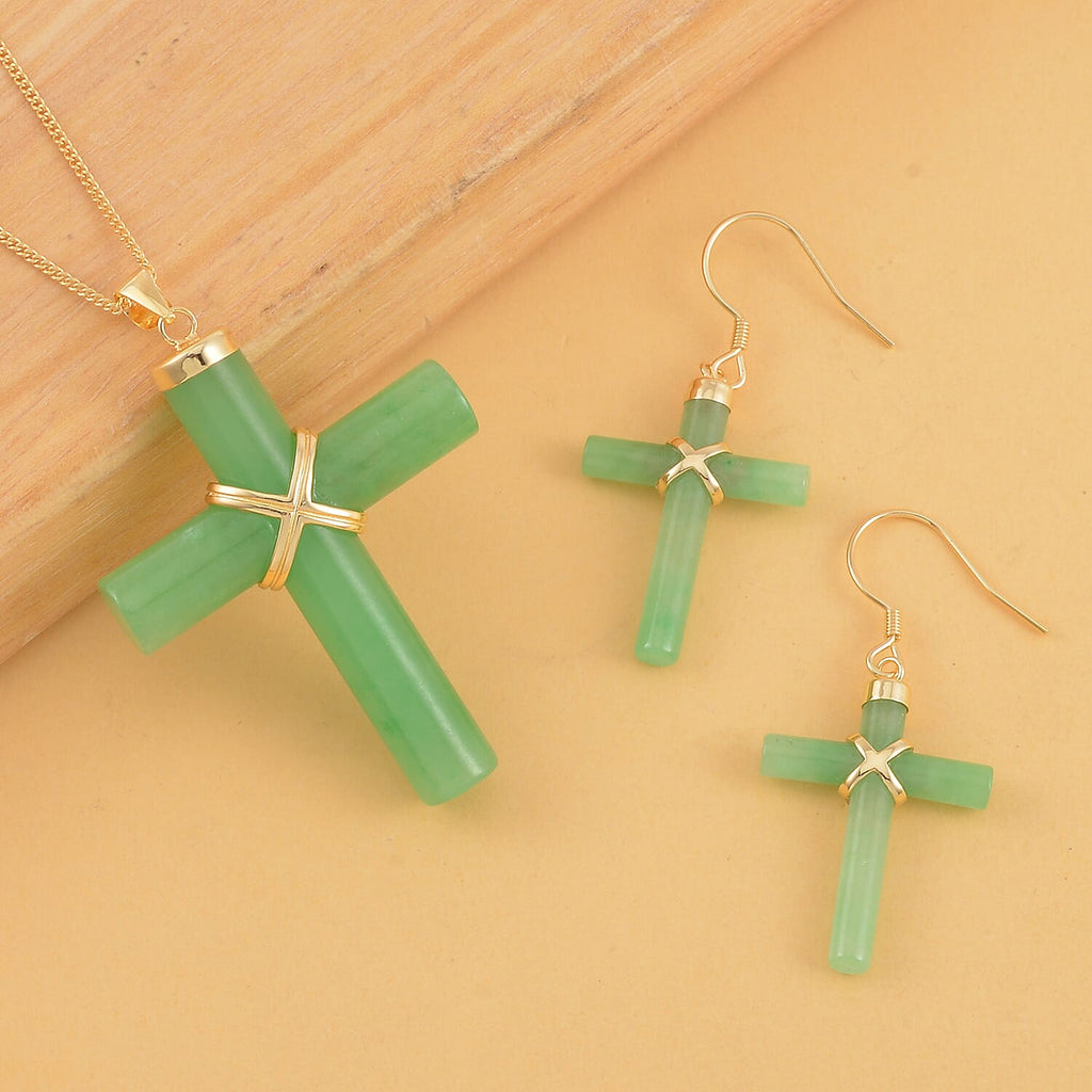 Grüne Jade Schmuckset ca. 45 cm 925 Silber Gold, 925 Silber Vergoldet ca. 52,00 ct.