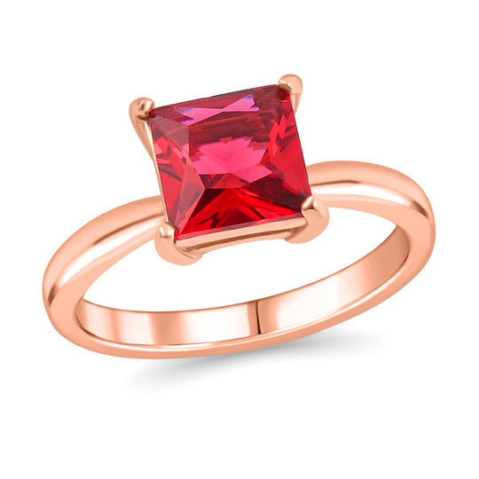 3er Set - Roter Zirkonia Ring, Anhänger und Ohrringe Schmuckset (Größe 16.00), Reiner Edelstahl, rosevergoldet