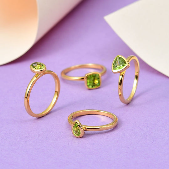 Natürlicher Peridot mehrreihiger Ring, 925 Silber Gelbgold Vermeil ca. 2.79 ct