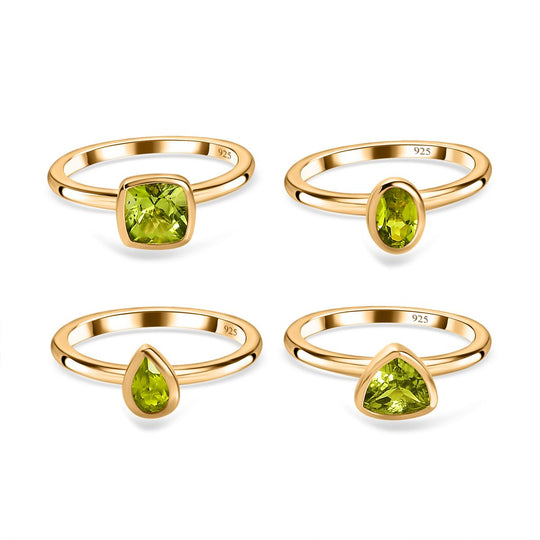 Natürlicher Peridot mehrreihiger Ring, 925 Silber Gelbgold Vermeil ca. 2.79 ct
