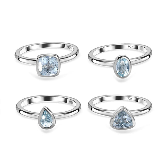 Himmelblauer Topas mehrreihiger Ring, 925 Silber platiniert ca. 2.79 ct