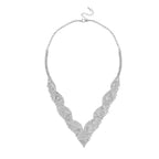 2er Set - Weißer Kristall Halskette und Ohrringe Schmuckset, Messing