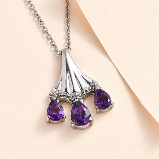 AA Mashamba Amethyst Anhänger mit Kette, Edelstahl ca. 2.22 ct