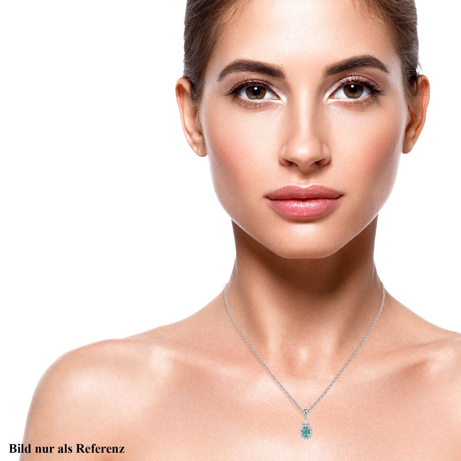 AAA Kagem sambischer Smaragd und weißer Zirkon Anhänger mit Kette, 925 Silber platiniert ca. 0.89 ct