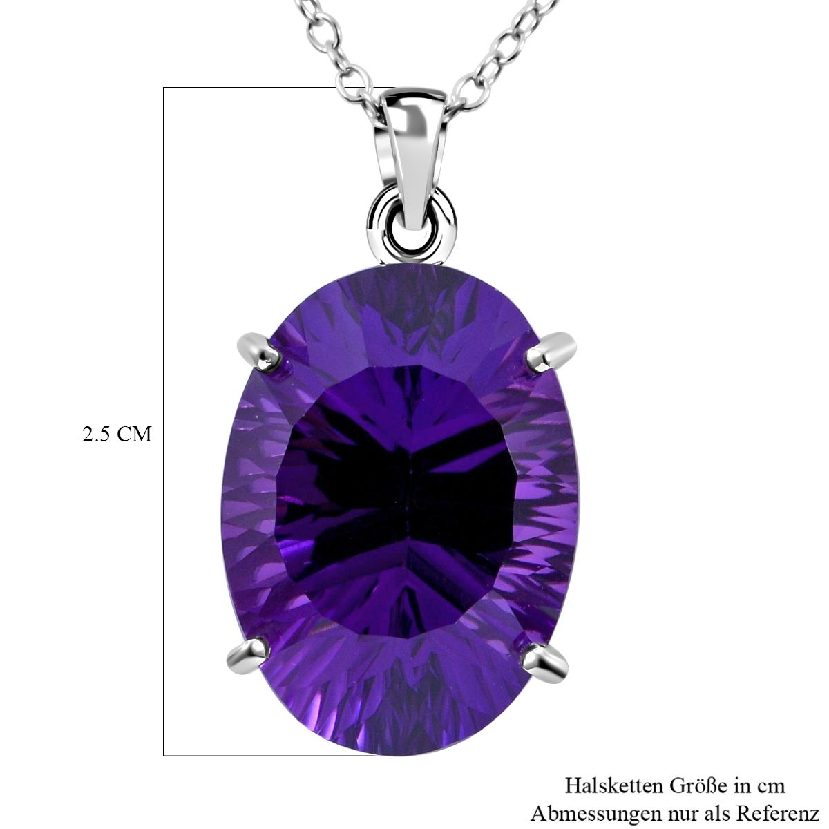 Lusaka Amethyst Anhänger mit Kette, 925 Silber platiniert ca. 12.37 ct