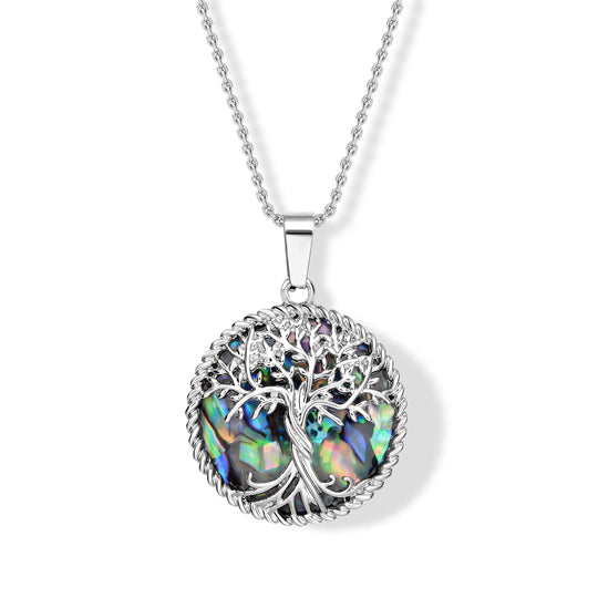 Blauer Sandstein Lebensbaum Legierung-Anhänger mit 50cm Edelstahl-Kette - 32,50 ct.