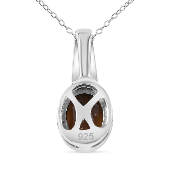 Madeira Citrin, weißer Zirkon Anhänger mit Kette, 925 Silber platiniert ca. 1.26 ct