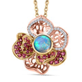 GP Italian Garden Kollektion - AA natürlicher, äthiopischer Welo Opal, Rhodolith Granat und Multi-Edelstein-Anhänger mit Kette - 2,23 ct.