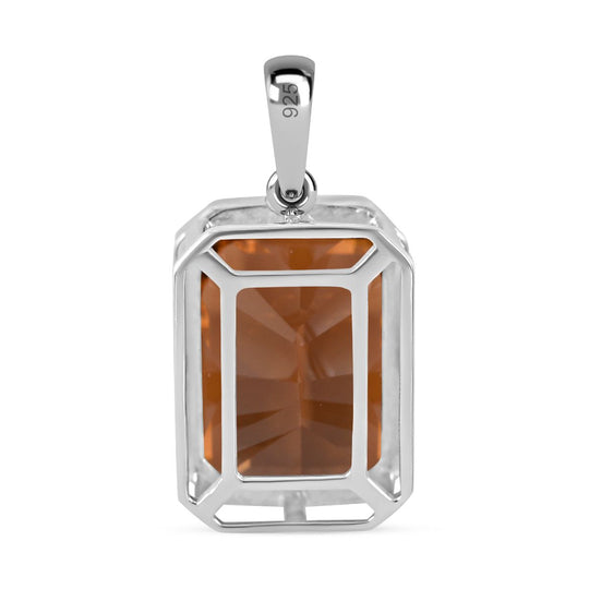 Citrin Anhänger mit Kette, 925 Silber rhodiniert, ca. 17.40 ct
