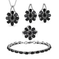 Schwarzer Spinell Schmuckset  Edelstahl ca. 34.73 ct