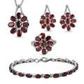 Roter Granat Schmuckset  Edelstahl ca. 30.15 ct