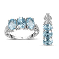 Himmelblauer Topas Schmuckset  Edelstahl ca. 5.58 ct