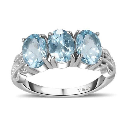 Himmelblauer Topas Schmuckset  Edelstahl ca. 5.58 ct