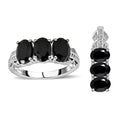 Schwarzer Spinell Schmuckset  Edelstahl ca. 5.84 ct