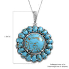 Blauer Türkis Anhänger mit Kette, 316L Edelstahl ca. 38.00 ct