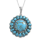 Blauer Türkis Anhänger mit Kette, 316L Edelstahl ca. 38.00 ct